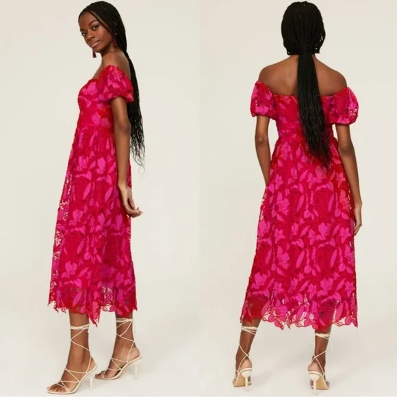 ML Monique Lhuillier Off the Shoulder Dress Size 6 - Picture 3 of 11